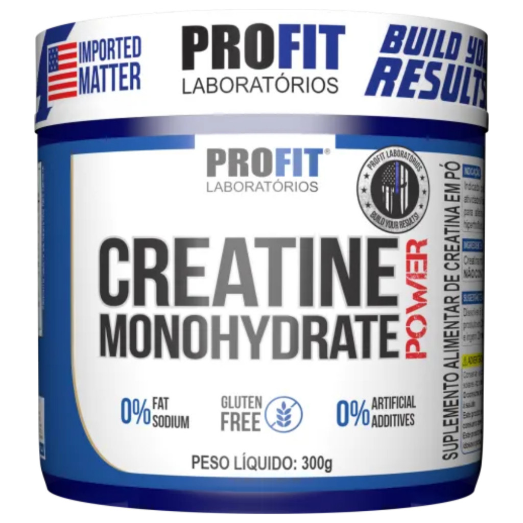 Creatina Monohidratada Power Sem Glúten 300g / 150g Alta Performance e Força
