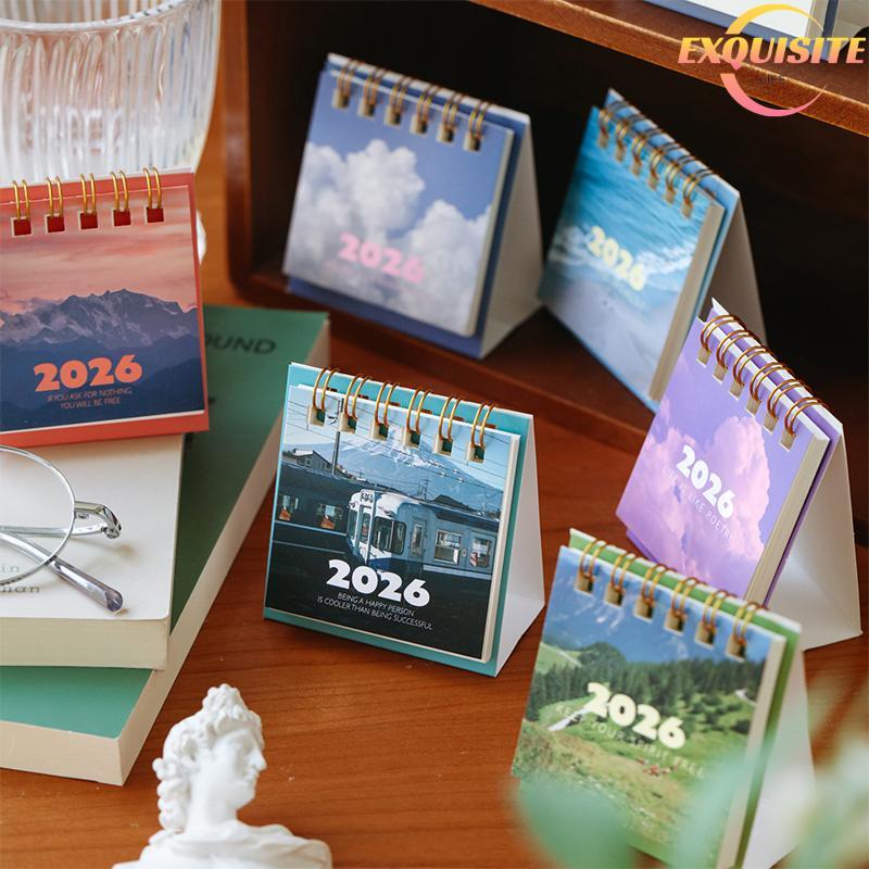 [EL-t] 2026 Calendário De Mesa De Paisagem Bobina Criativa Planejador Ornamento Decoração Escritório Papelaria Novo