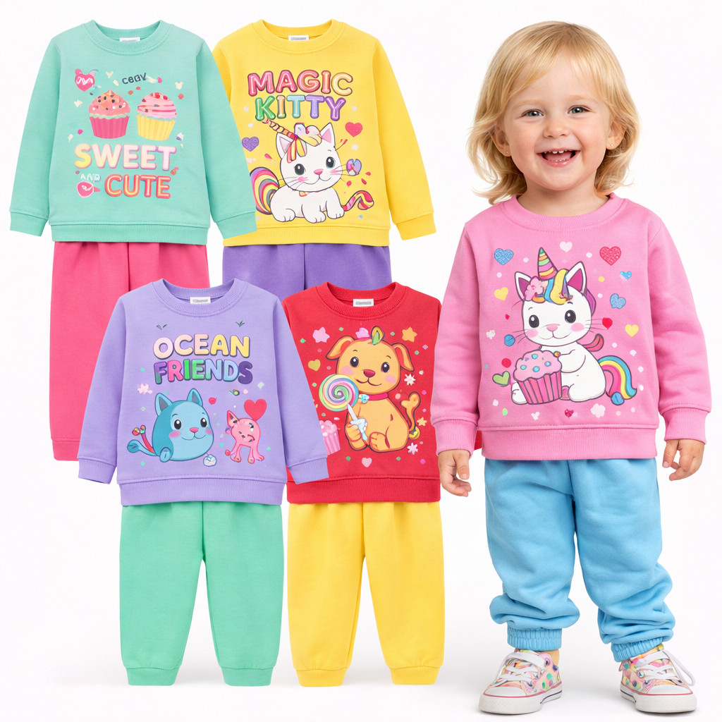 Kit Sortido 2 ou 4 peças de Roupa Infantil Menina Inverno Bebê Conjunto De Moletom Infantil Feminino Inverno Bebê Frio