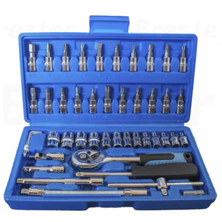 Kit 46 Peças Chave Catraca Jogo Soquetes Allen Torx Ferramentas Profissional Completo