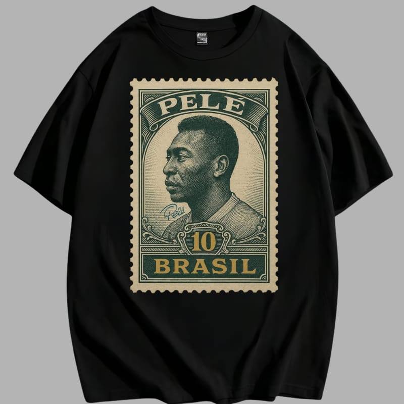 Camiseta premium LENDAS DO FUTEBOL REI PELE 100% algodão fio 30.1 plus-size com envio imediato