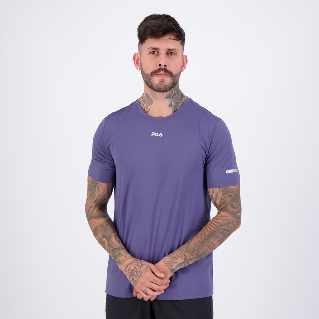 Camiseta Fila Sun Protect Breezy Marinho e Branco — imagem 2 de 2