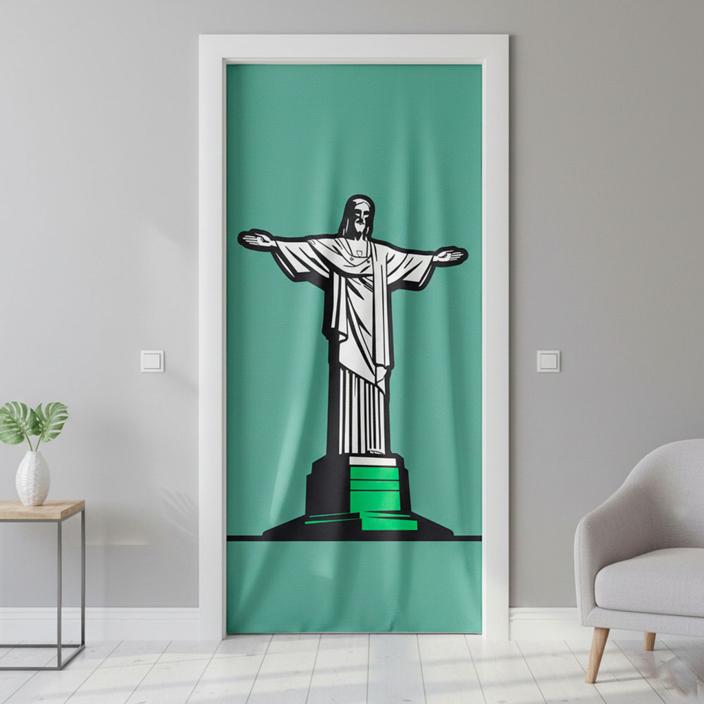 Capa Decorativa para Porta Cristo Redentor 2,24x0,98 metros - Fera Print