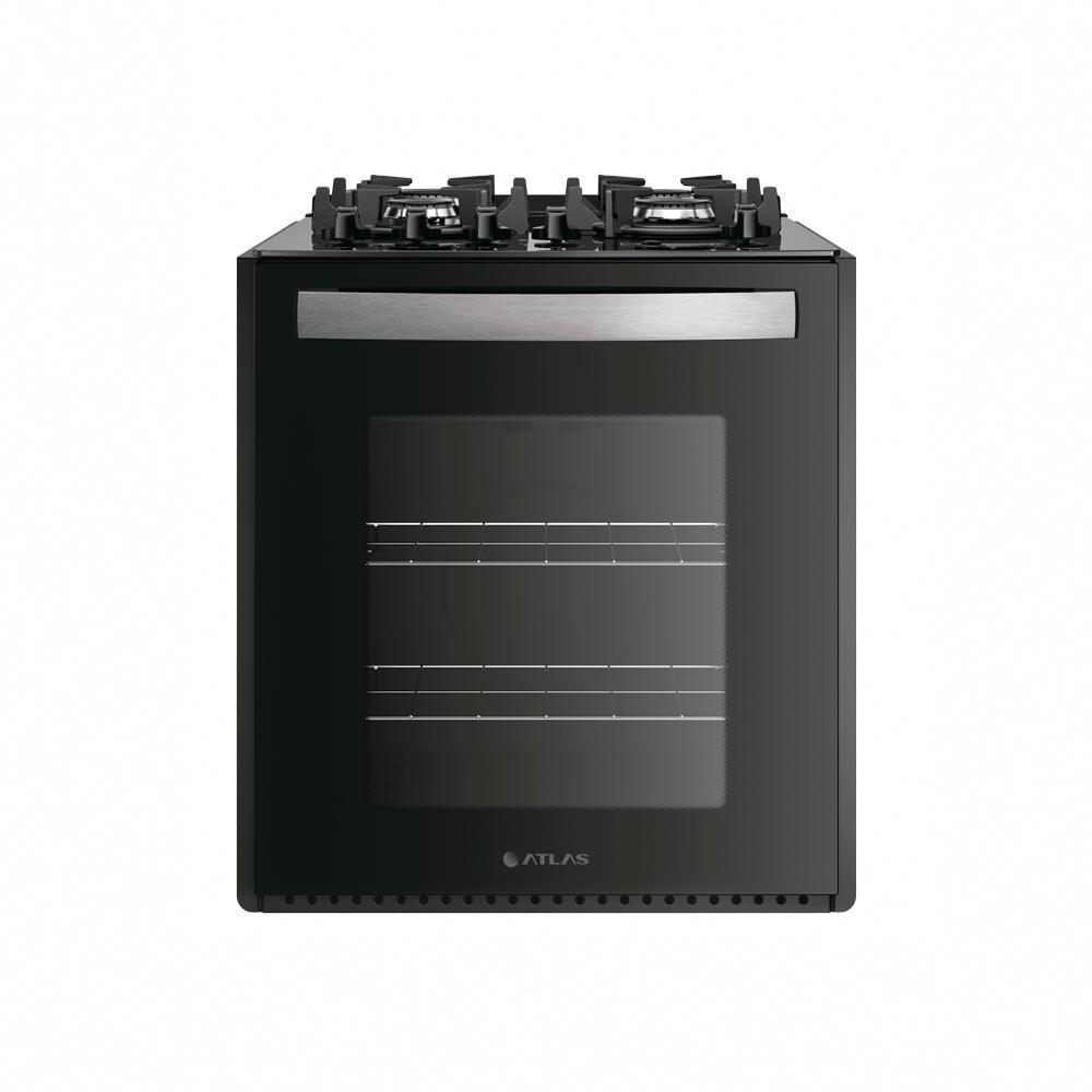 Fogão de Embutir 4 Bocas Atlas UTop Mesa de Vidro Preto Bivolt