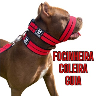 Coleira Com Guia e Focinheira  para passeios treinos Cachorro Médio Grande Porte em Oferta na Shopee