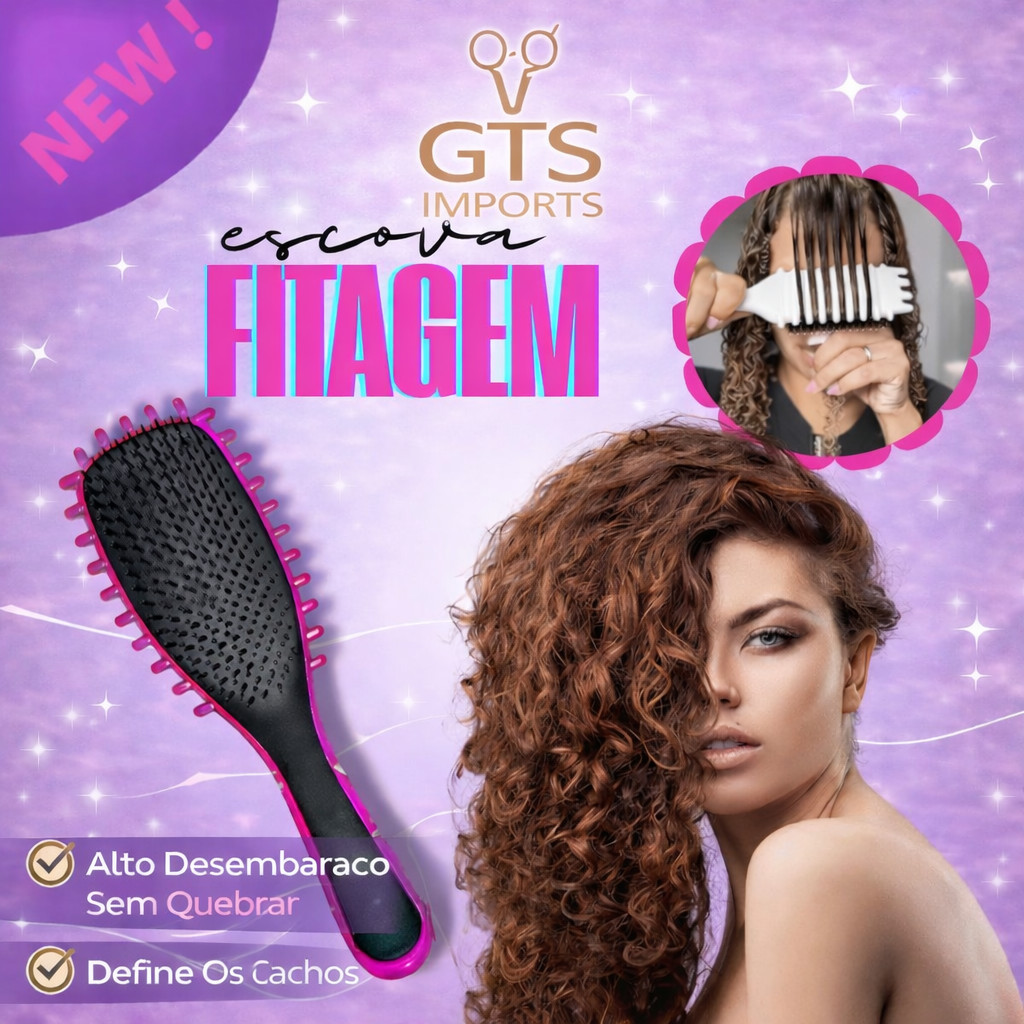 Escova Finalizadora Modeladora Fitagem Onda para Cabelos Sedosos e Cacheados 2A a 4C