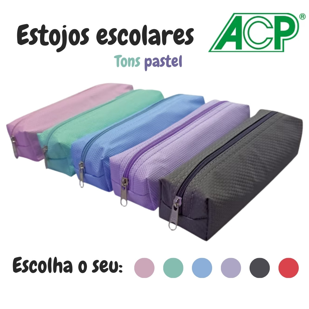 Estojos Escolares com Tons Pastel da ACP Melhor Custo Benefício em Oferta na Shopee