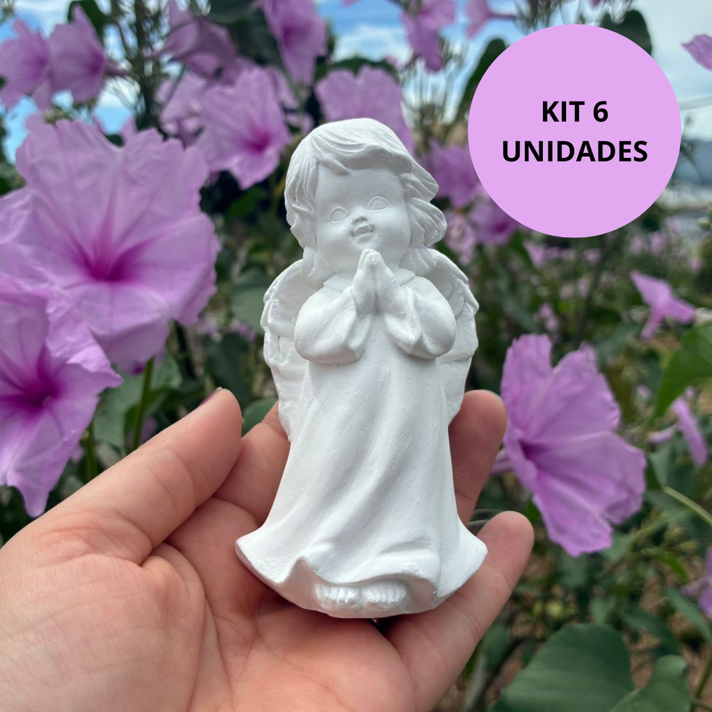 Kit 6 Anjinhos 12cm Gesso Cru em Oferta na Shopee