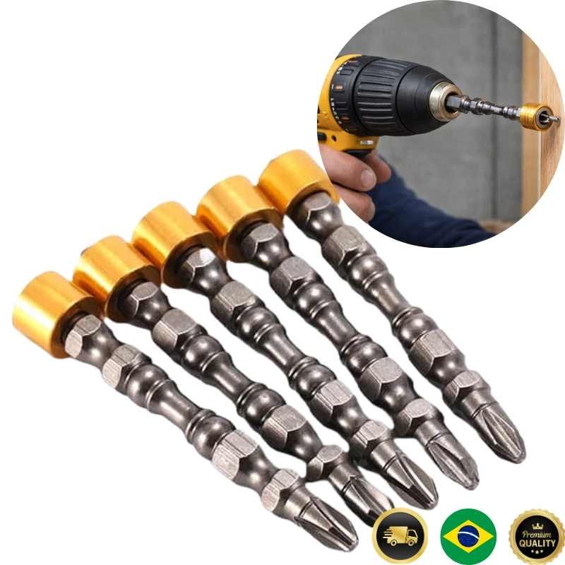 Bit Ponteira Magnética Philips PH2 65mm | Dupla Imantada com Limitador | Anti-Espanamento para Parafusadeira - 1, 5, 10