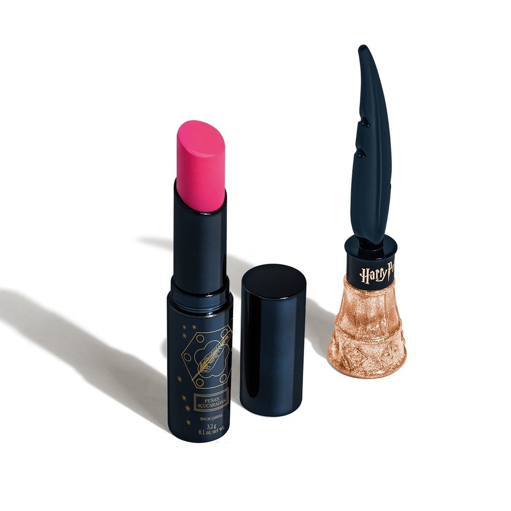 Combo Lufa Lufa Harry Potter: Balm Labial Rosa  3,2g + Delineador Líquido Dourado 7ml