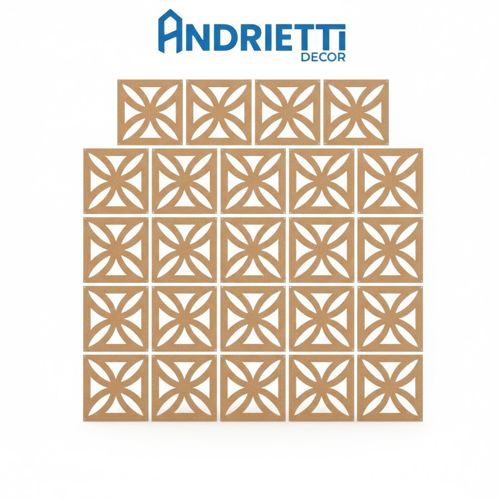 Kit Placas Divisórias MDF Biombo Cobogó 29x29cm Decoração Ambiente Interno Modular Vazado Sala Quarto Escritório