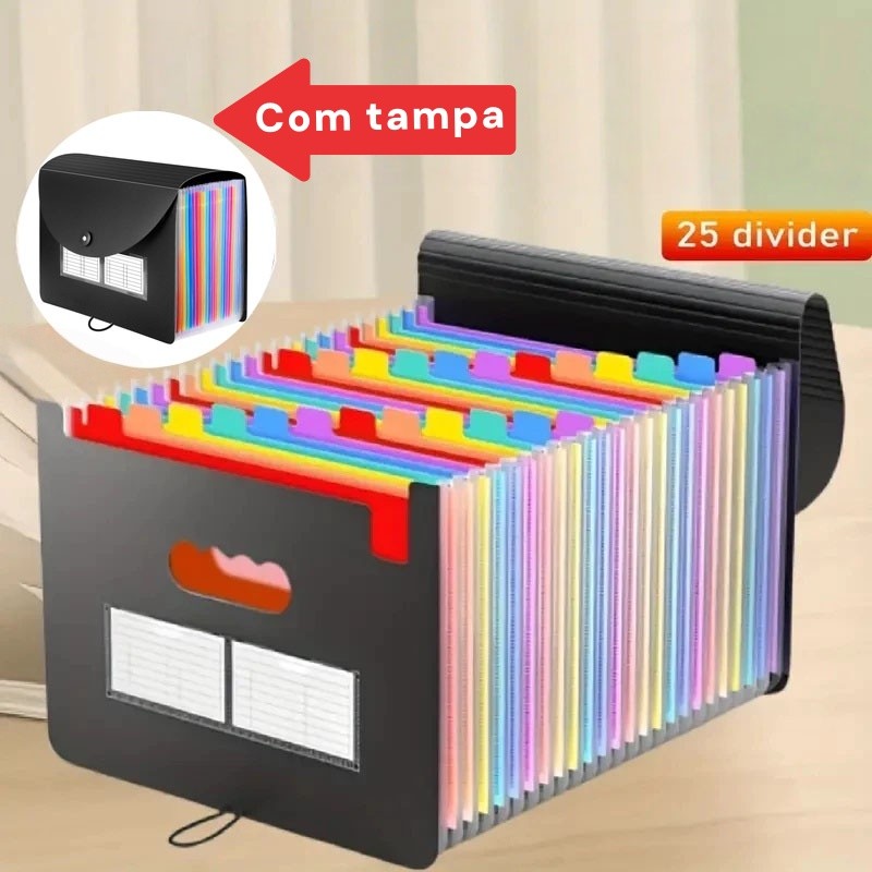 pasta Arquivo A4 organizadora expansível de documentos 25 divisória em Oferta na Shopee