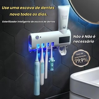 Suporte Para Escova De Dente E Dispenser Pasta Parede Adesivo Sem Furo Painel Solar Recarregavel Banheiro