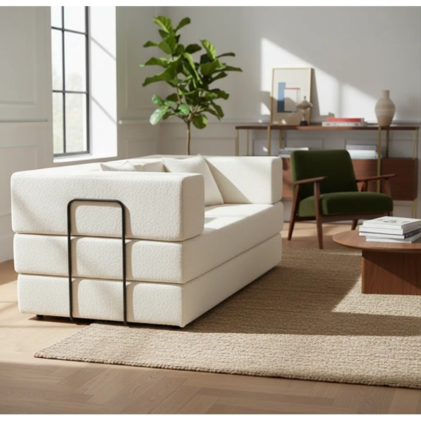 Sofa Cama 2 Lugares Virginia 185cm Boucle Sofa Na Caixa Bege