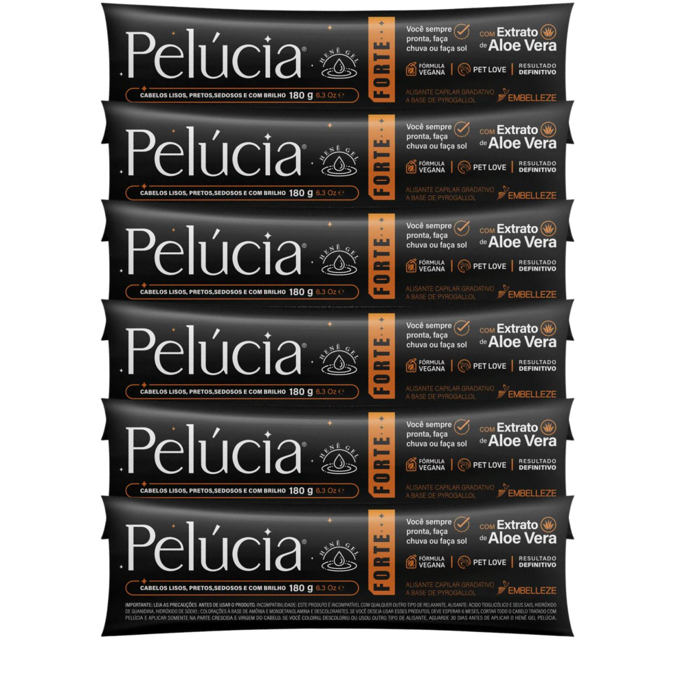 Kit C/ 6 Alisante Henê Pelúcia Forte BISNAGA 180g