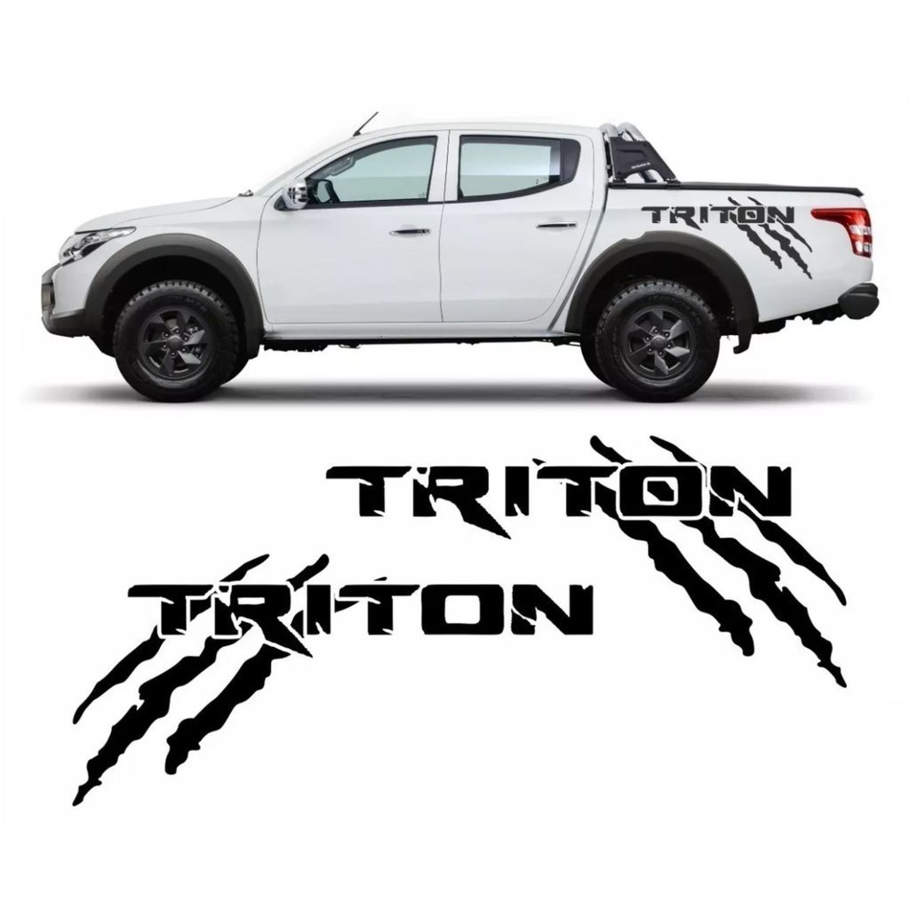 Adesivos L200 Triton Faixa Lateral Garra Personalizado Preto Brilho Mt1