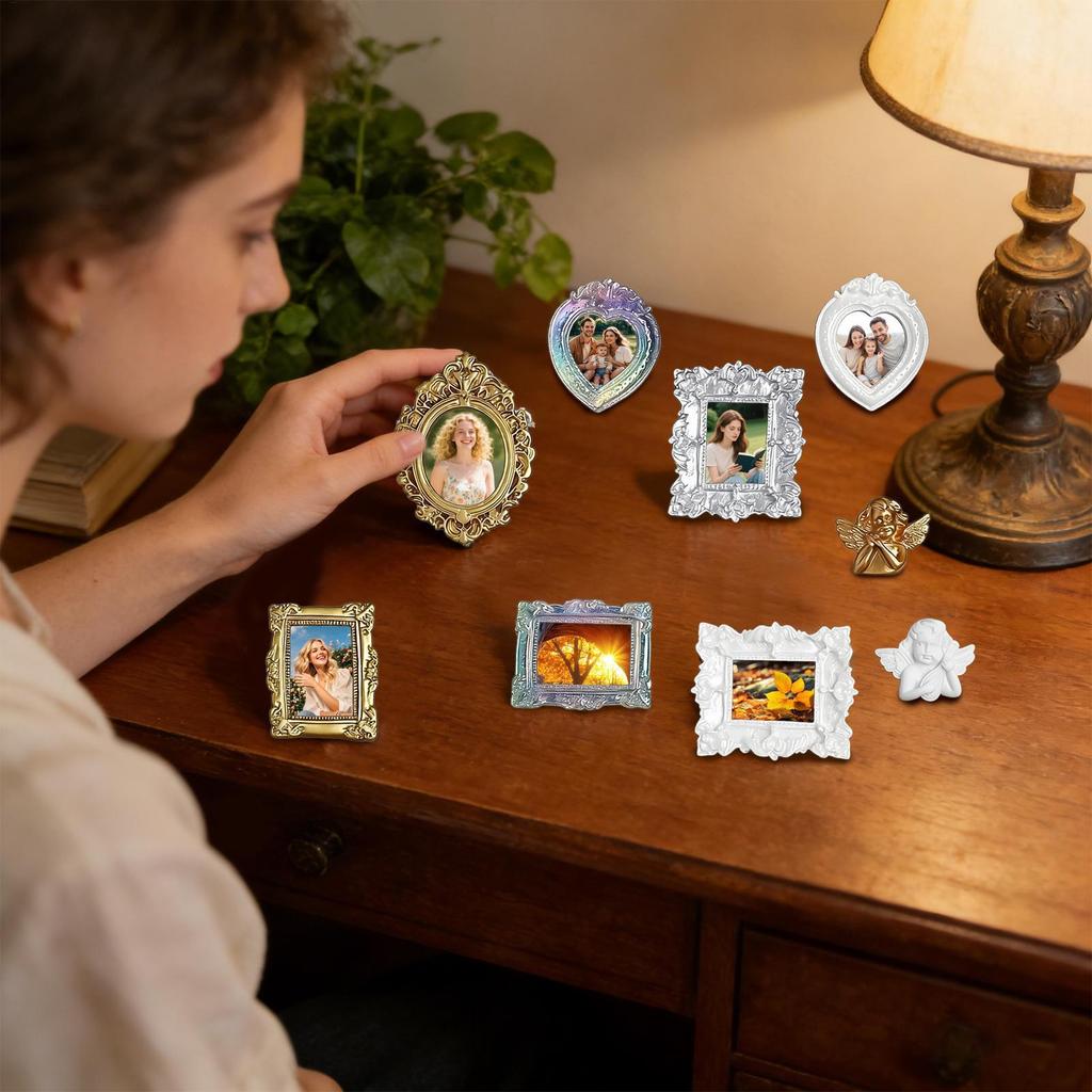 Molduras Em Miniatura Antiga Pequena Resina Vintage Fotografia Decoração 9 Peças Mini Exibição De Imagem DIY cstui3br