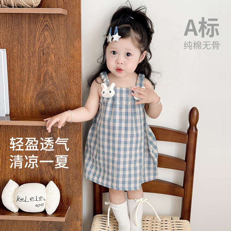 Feminino bebê Suspender saia verão estilo fino pequeno mês idade menina vestido doce bonito bebê colete princesa saia