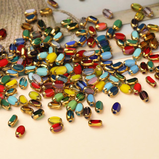 St.kunkka 20 Peças Contas De Cristal De Vidro Borda Dourada Ovais Para Pulseira DIY Colar Brinco Fabricação De Joias em Oferta na Shopee