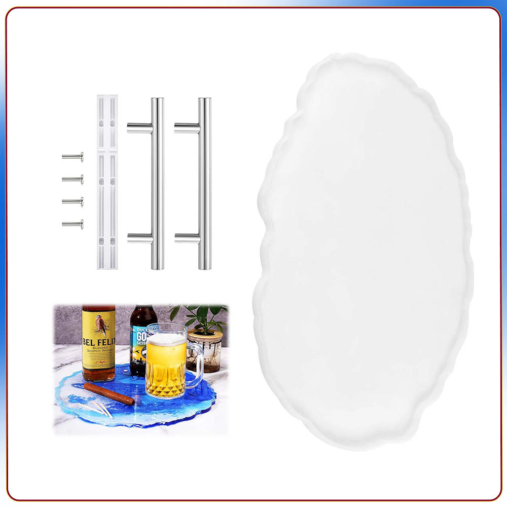 Kit Molde de resina moldes de silicone para bandejas ovais reutilizáveis moldes para alças bandejas DIY
