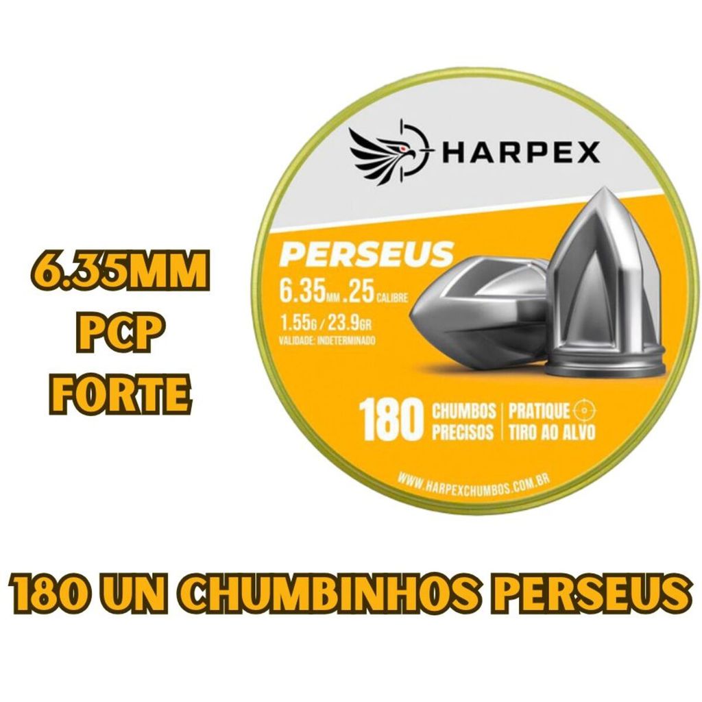 Chumbinho Harpex Perseus 6.35mm – 180un – Pointed 1,55g Ideal PCP