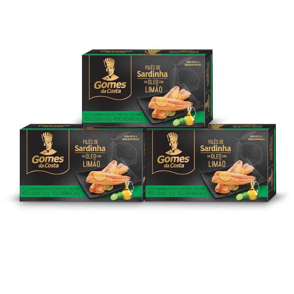 Kit 3 UN - Filés de Sardinha em Óleo com Limão - 125g