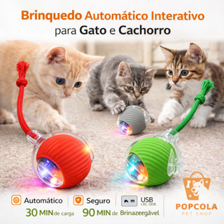 KIT Bola Brinquedo Elétrica Automática para Cães e Gatos | USB Recarregável | Interativa Mágica em Oferta na Shopee