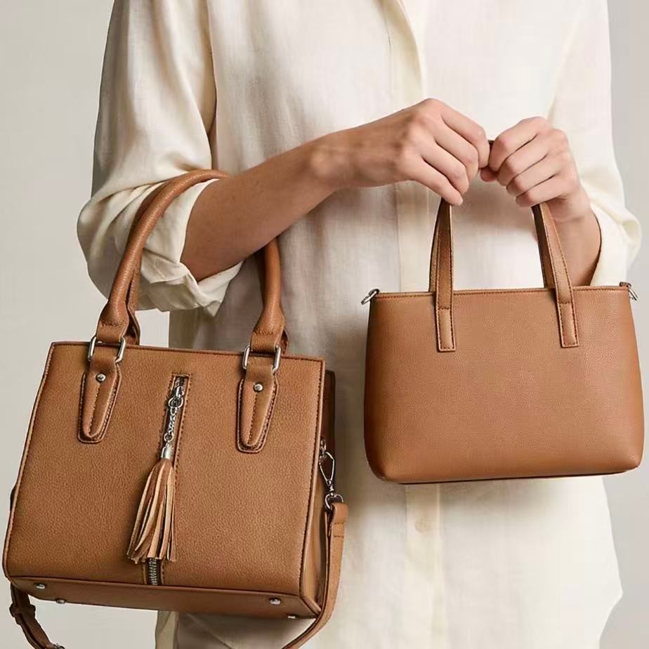 Kit 2 de Bolsas Feminina Ombro Com Alça Lateral Transversal De Couro Simples Com Detalhe De Tassel Handbag B316 LING em Oferta na Shopee