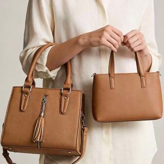 Kit 2 de Bolsas Feminina Ombro Com Alça Lateral Transversal De Couro Simples Com Detalhe De Tassel Handbag B316 LING em Oferta na Shopee