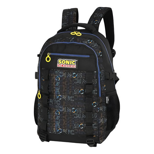 Mochila Juvenil Reforçada Super Sonic Game Hedgehog Costas G Azul Sonic Escrita