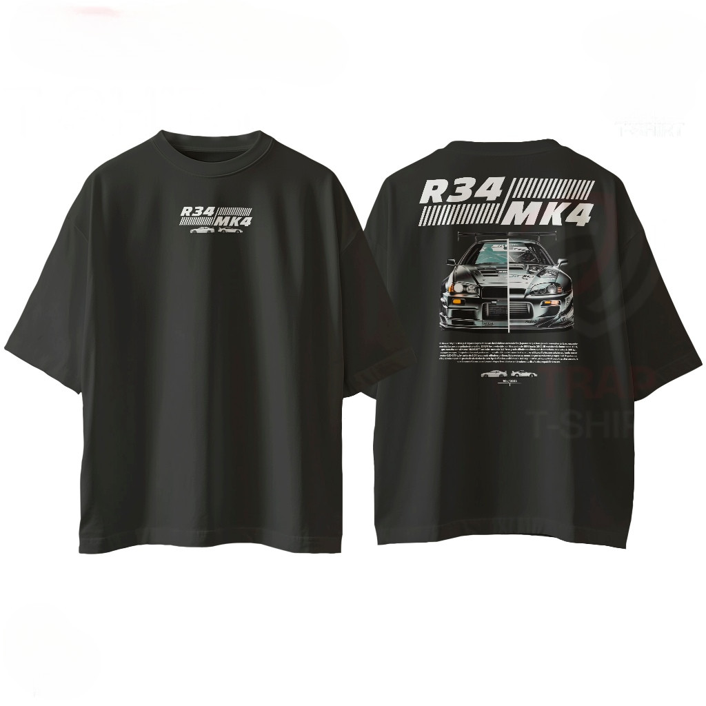 [Camiseta Premium em Algodão Puro]GXG Algodão Nissan GT-R R34 e Toyota Supra MK4 - Básica ou Oversized