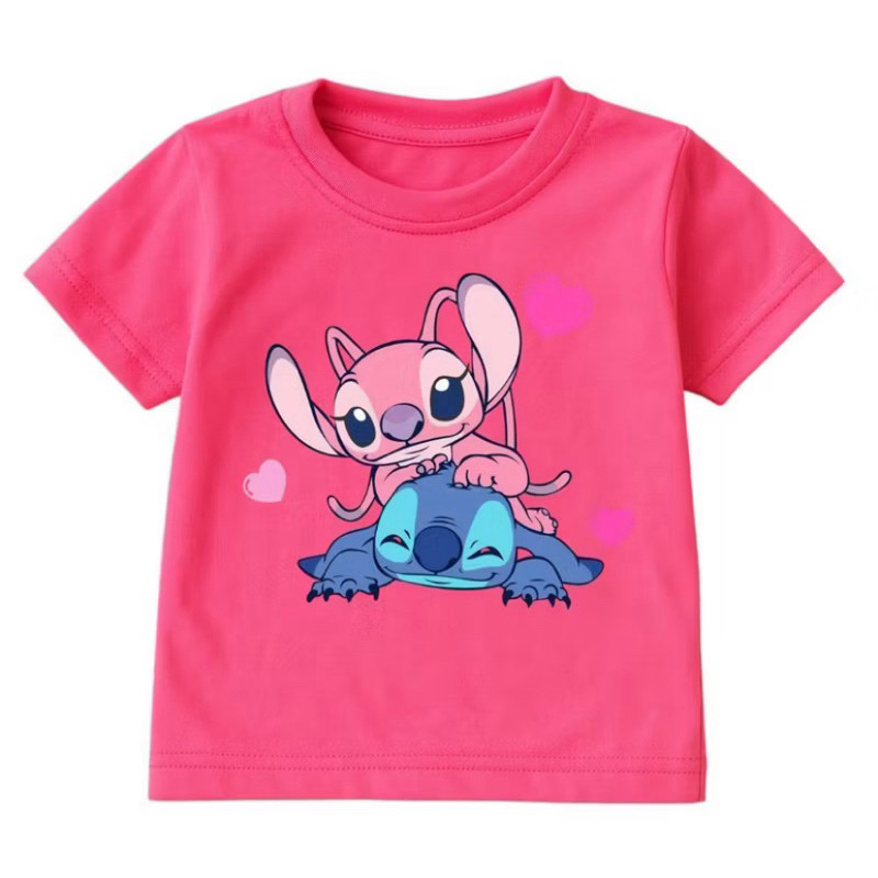 Camiseta Infantil Stitch Angel Lilo Unissex Estampado Personalizado 100% Algodão