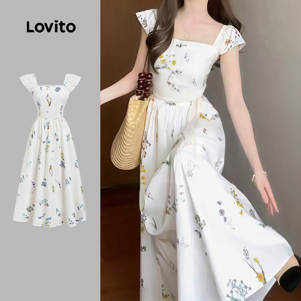Lovito Vestido Casual De Férias Estilo Resort Com Zíper Para Primavera/verão Feminino LBL31353 em Oferta na Shopee