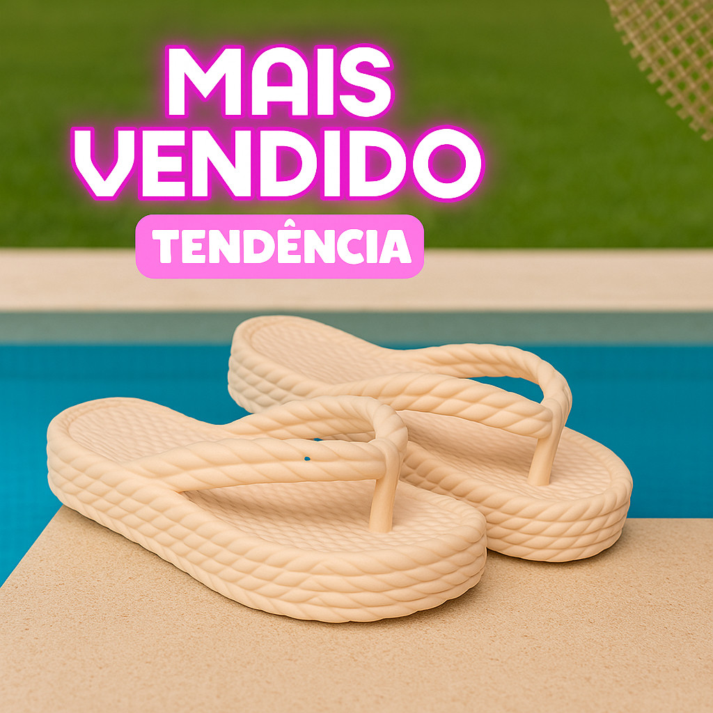 Chinelo Feminino Plataforma Trançado Ortopédico Confortável