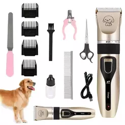 Kit 11 pçs Máquina Para Tosar Pet + Tesoura + Pente + Lixa Máquina Profissional Para Cachorro & Gato - MGC