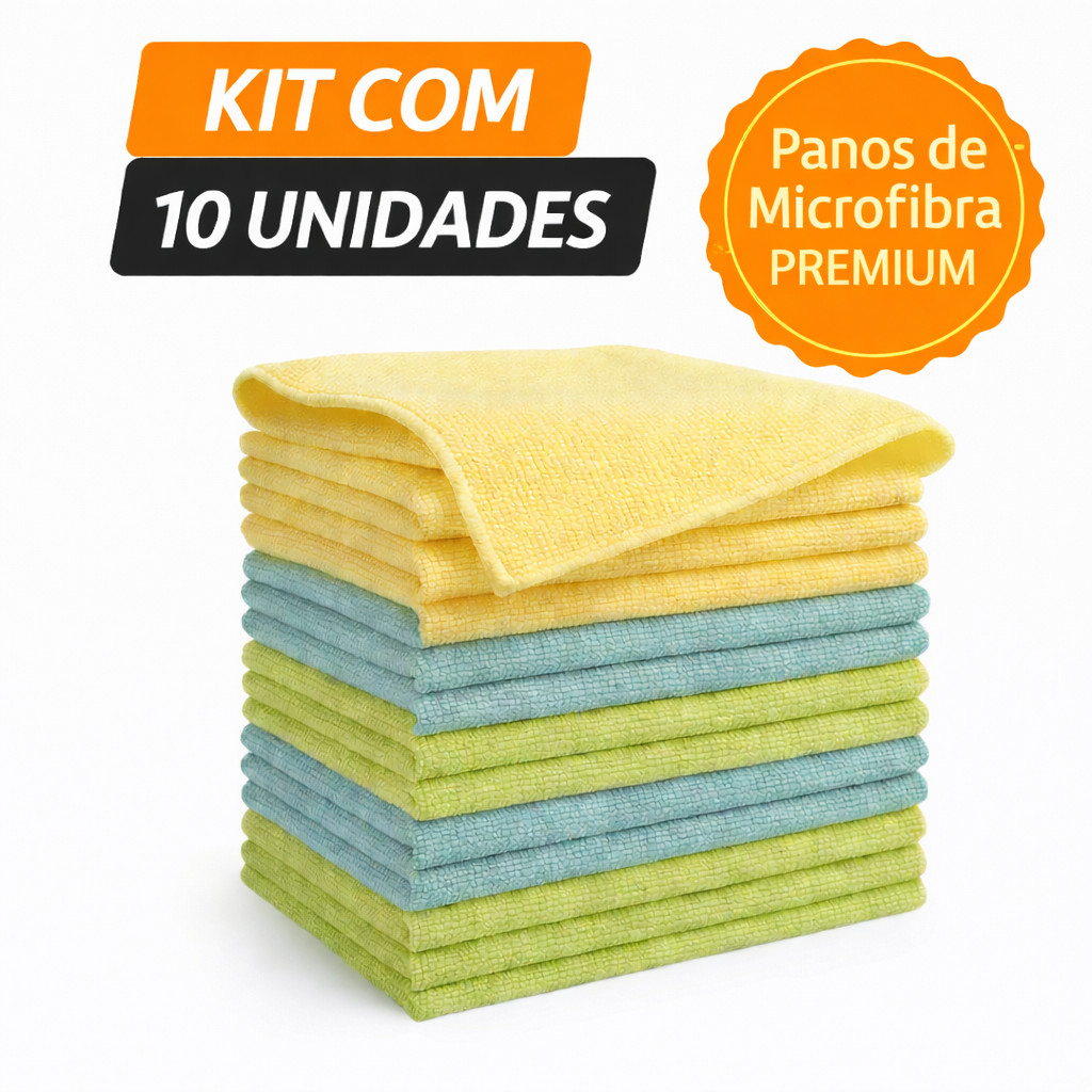 Kit 10 Panos de Microfibra para Limpeza Multiuso Alta Absorção em Oferta na Shopee