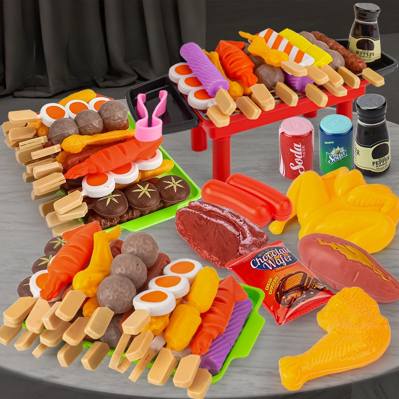 Casa Das Crianças Cozinhar Simulação Comida Brinquedo Churrasco Conjunto Churrasqueira rack Tira Os Espetos