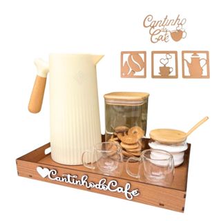 Kit Bandeja Com Apliques Parede Cantinho Do Café MDF Decorativo e Organização Funcional Para Cozinha em Oferta na Shopee