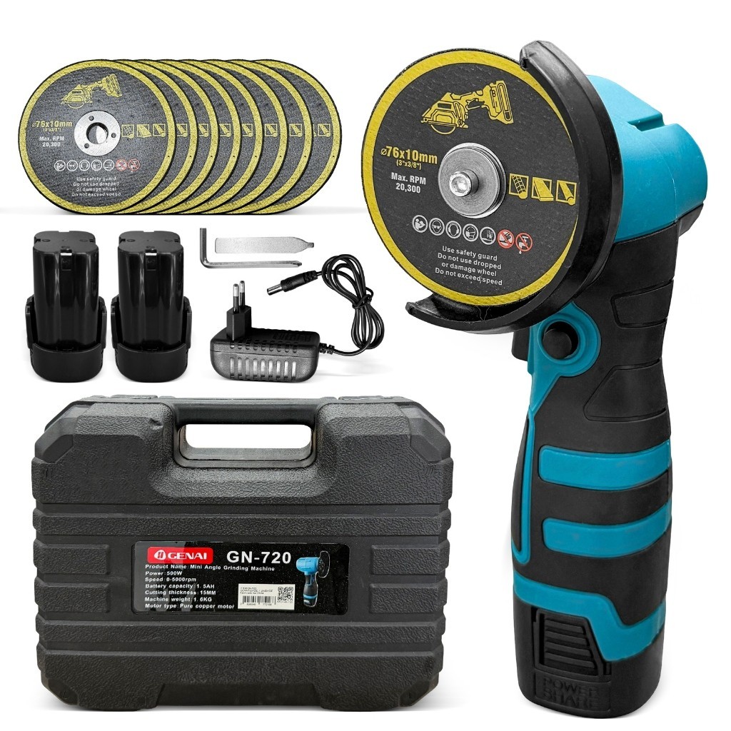 Mini Esmerilhadeira Angular Sem Fio 16.8V Com 2 Baterias e 8 Discos 5000RPM em Oferta na Shopee