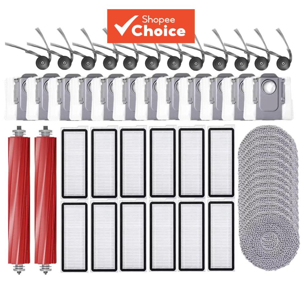  Acessórios para o Roborock QR 798: rolo principal, escova de borda, filtro HEPA, pano de esfregão, saco de pó, peças de