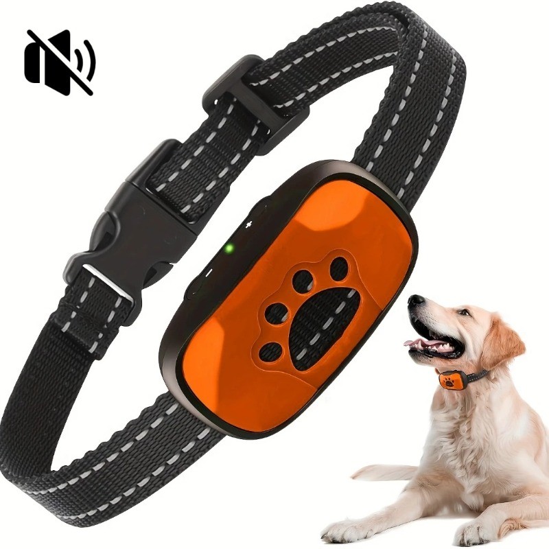 Coleira antilatido para cães recarregável via USB com vibração ultrassônica e tamanho ajustável de 20 a 56 cm