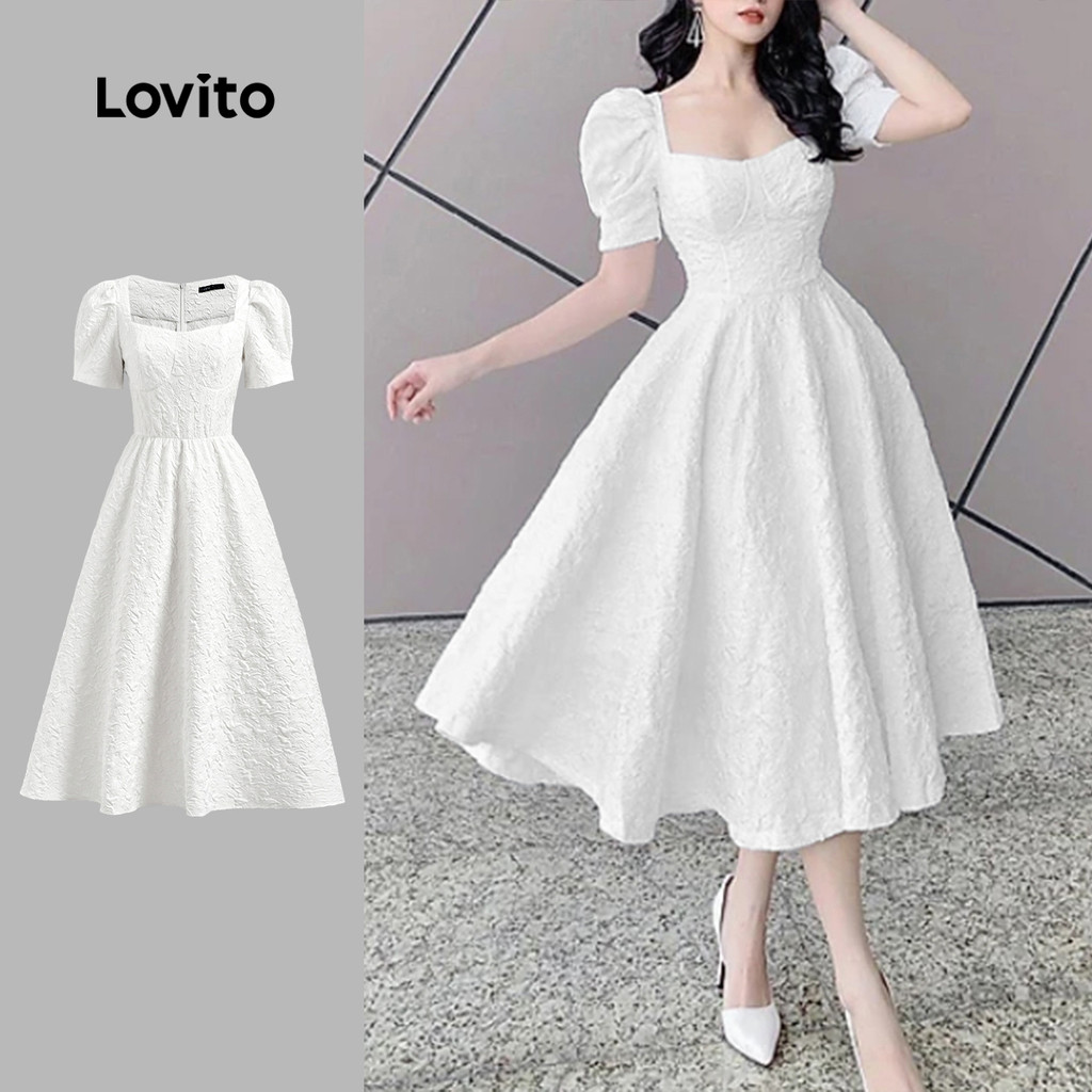 Lovito Vestido Elegante Jacquard Verão/Primavera Para Mulheres L124AD1054 em Oferta na Shopee