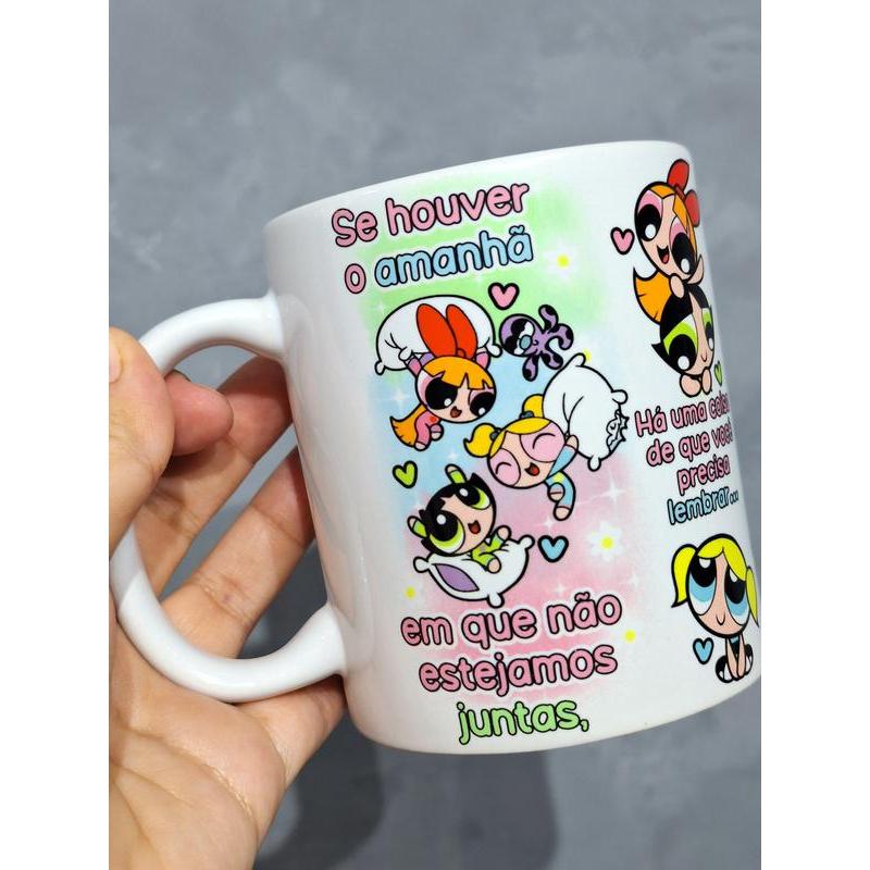 Caneca Meninas Superpoderosas Amizade Presente Melhor Amiga Trio Florzinha Lindinha Docinho Porcelana Criativa 325ml