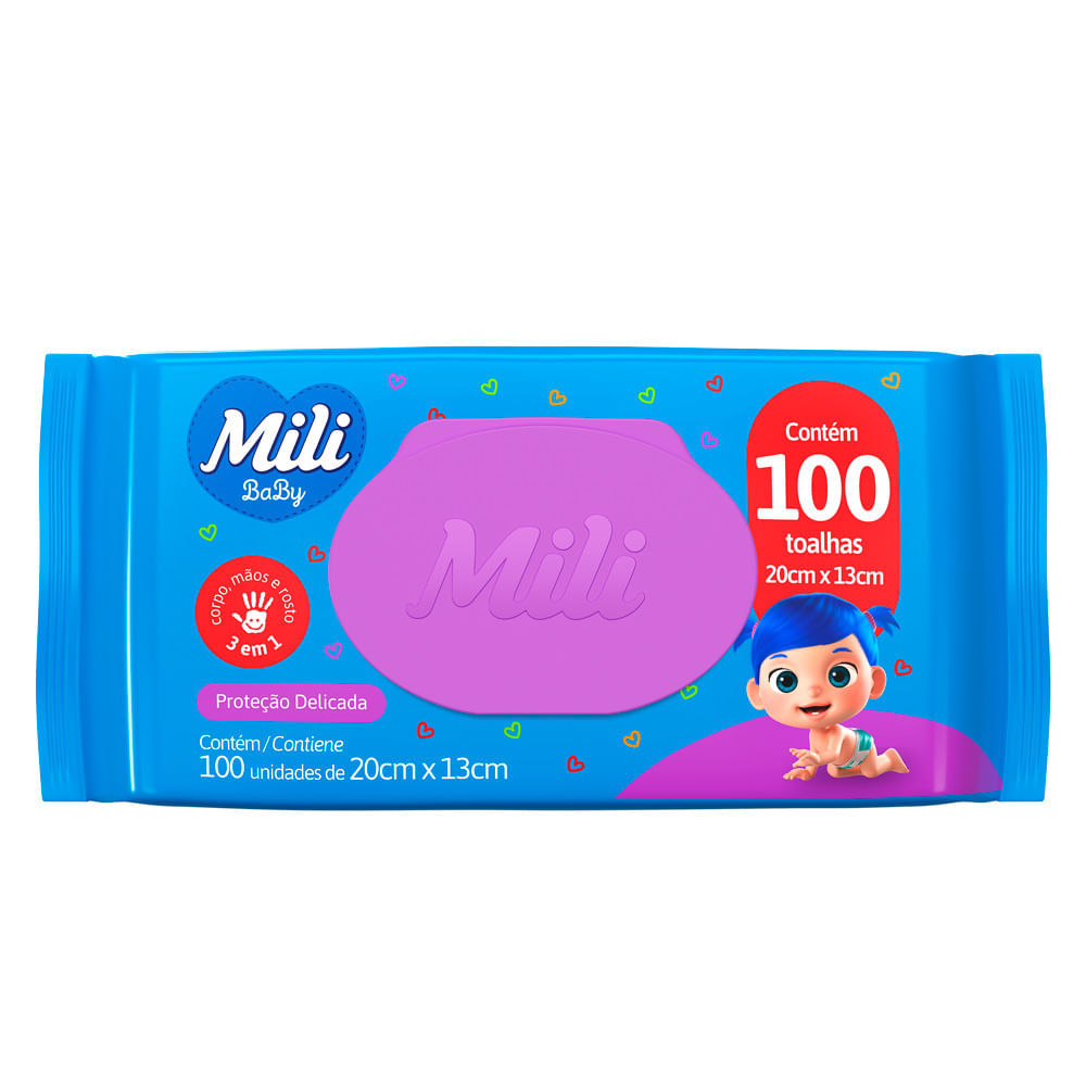 Toalhas Umedecidas Mili Baby Proteção Delicada 100 Unidades em Oferta na Shopee