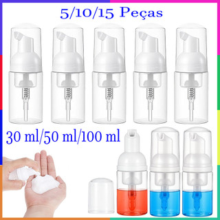 5/10/15 Peças frascos de espuma branca – Dispensador de espuma tamanho viagem de 30/50/100 ml para sabonete, xampu