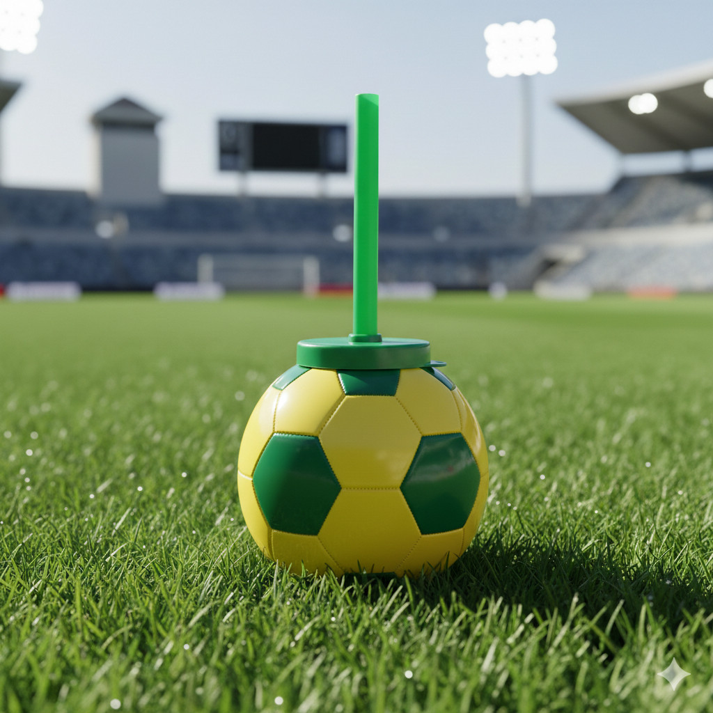 Kit 30 Copos Bola Hexa Brasil Copa Futebol Canudo Lembrancinha Divertida Festa Aniversário Merenda