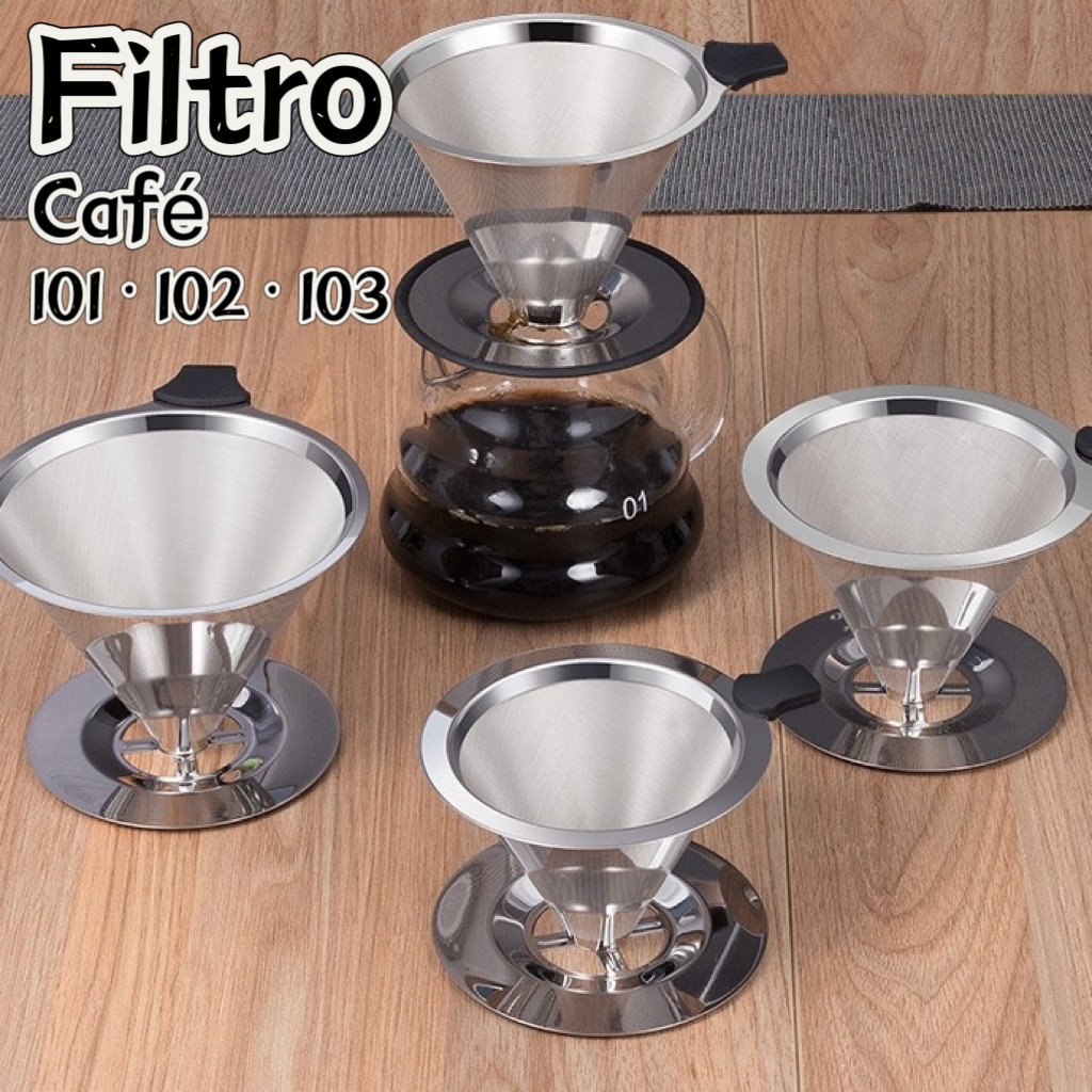Imagem Coador de Café Aço Inox P/M/G Reutilizável Filtro Permanente Sem Papel (Camada Dupla)