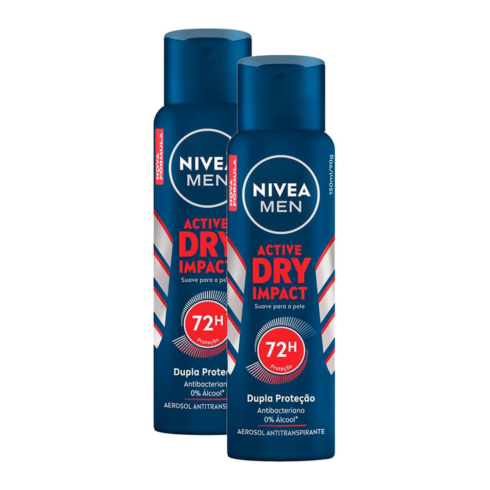 Kit 2 Desodorante Antitranspirante Aerosol Nivea Men Dry Impact 150ml em Oferta na Shopee