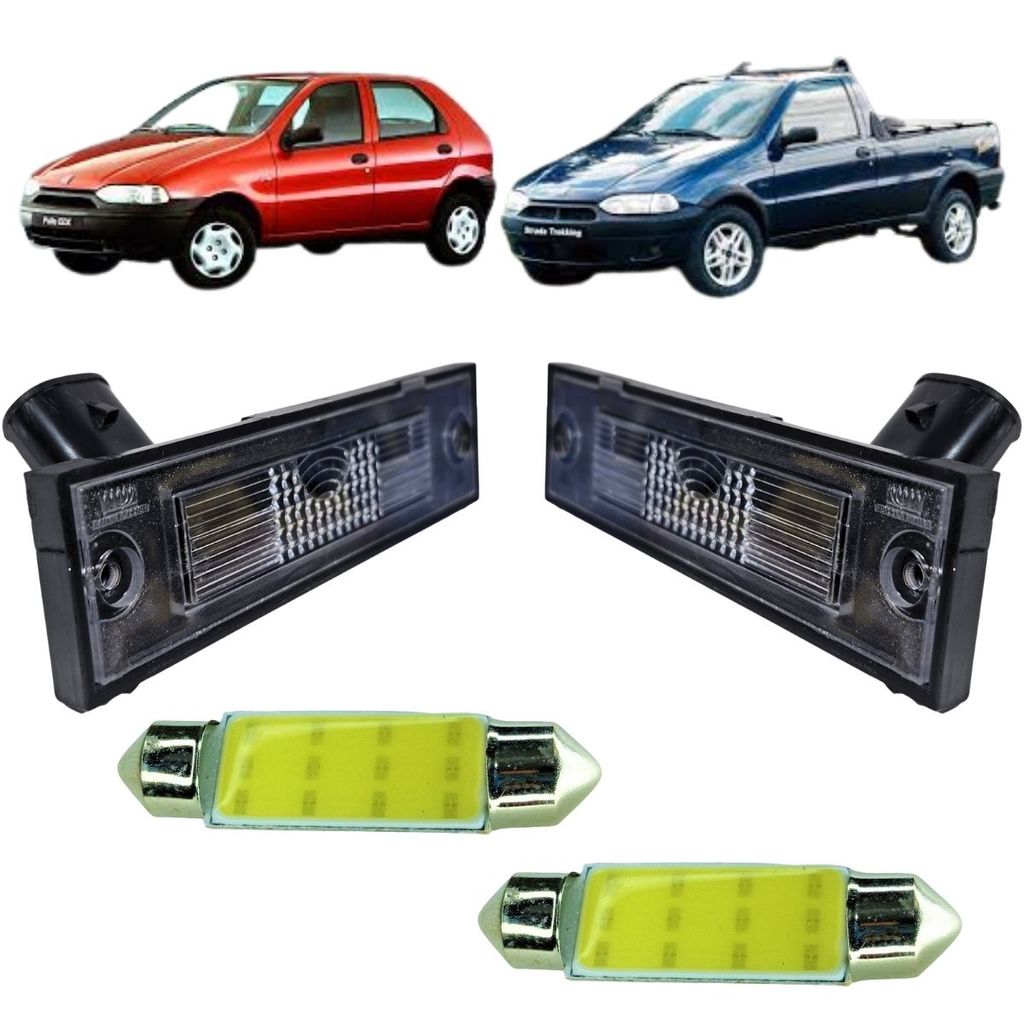 KIT LANTERNA LUZ DE PLACA FIAT PALIO 1999 2000 PICKUP STRADA ATÉ 1999 PAR SEM SOQUETE COM LÂMPADAS LED 12V