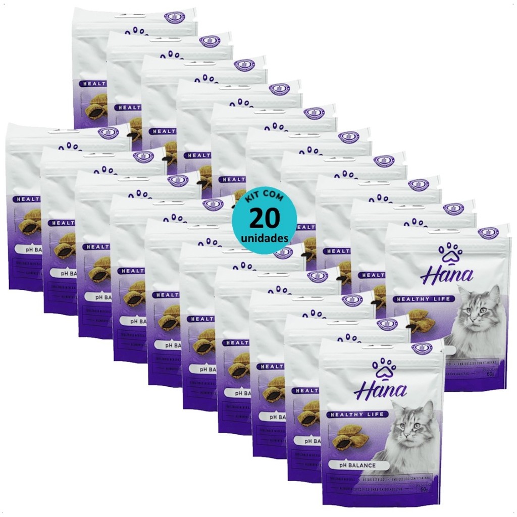 SNACK HANA HEALTHY LIFE PH BALANCE PARA GATOS ADULTOS 60G KIT COM 20
